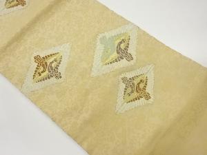 向かい鶴に菱・桐唐草模様織出し名古屋帯